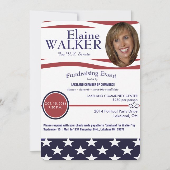 Political Fundraiser Invitation With Photo (Front)