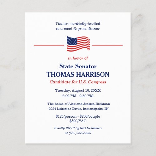 Political Fundraiser Patriotic American Flag Flyer