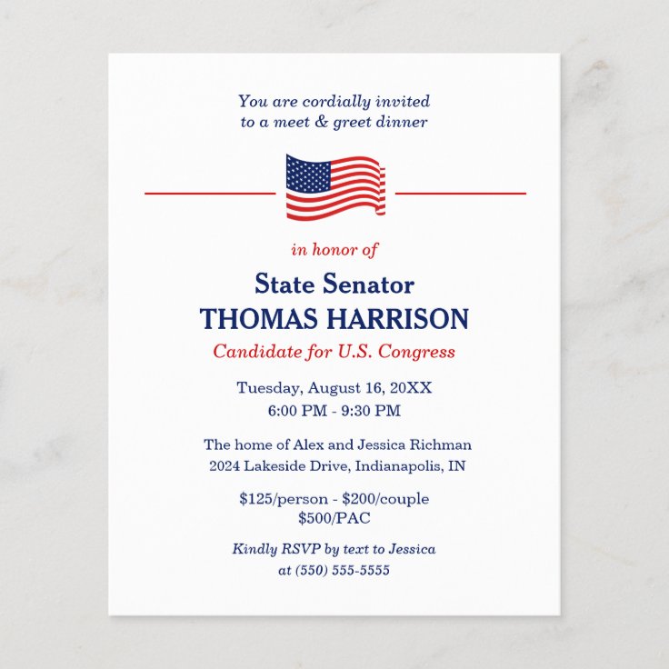 Political Fundraiser Patriotic American Flag Flyer 