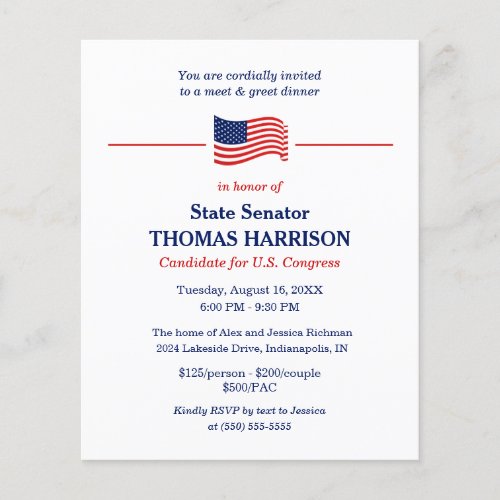 Political Fundraiser Patriotic American Flag Flyer