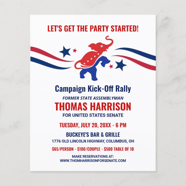 Political Fundraising Campaign Kickoff GOP  (Front)