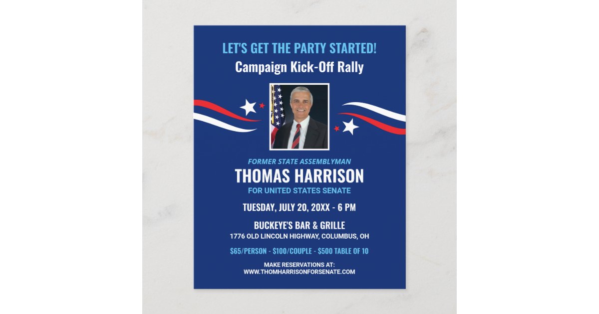 Political Fundraising Campaign Kickoff with Photo | Zazzle