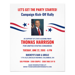 Political Fundraising Campaign Kickoff with Photo Flyer