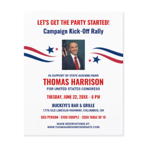 Political Fundraising Campaign Kickoff with Photo Flyer