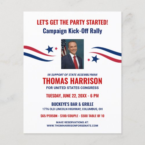 Political Fundraising Campaign Kickoff with Photo Flyer