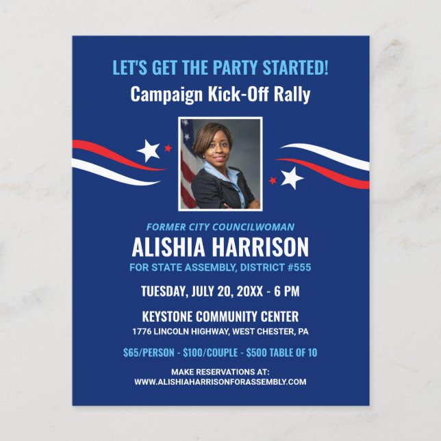 Political Fundraising Campaign Kickoff with Photo Flyer (Front)