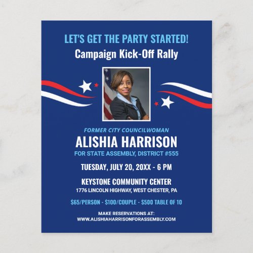 Political Fundraising Campaign Kickoff with Photo Flyer