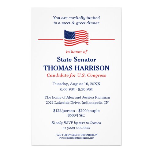 Political Fundraising Flyer with American Flag