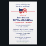 Political Fundraising Flyer with American Flag<br><div class="desc">Simple, easy to edit, and affordable political fundraising flyer with American Flag and blue and red text on white background. All design elements and text fields can be resized for space and style, all text can be edited for size, color and font choice. Or just add your own wording to...</div>