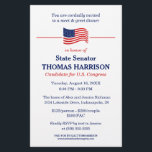 Political Fundraising Flyer with American Flag<br><div class="desc">Simple, easy to edit, and affordable political fundraising flyer with American Flag and blue and red text on white background. All design elements and text fields can be resized for space and style, all text can be edited for size, color and font choice. Or just add your own wording to...</div>
