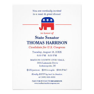 Political Fundraising Flyer with GOP Elephant