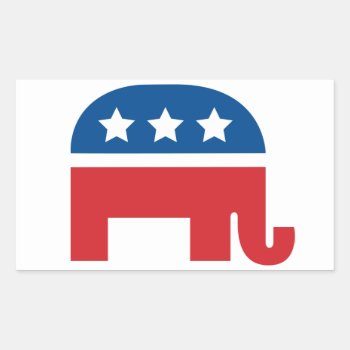 Political Graphic - Republican Elephant Rectangular Sticker by SixCentsStudio at Zazzle