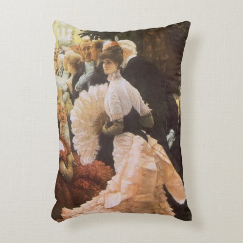 Political Lady by James Tissot Vintage Victorian Accent Pillow