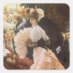 Political Lady by James Tissot, Vintage Victorian Square Sticker