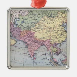 Political Map Asia Metal Ornament