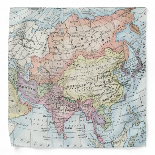 Political Map of Asia 1916 Bandana