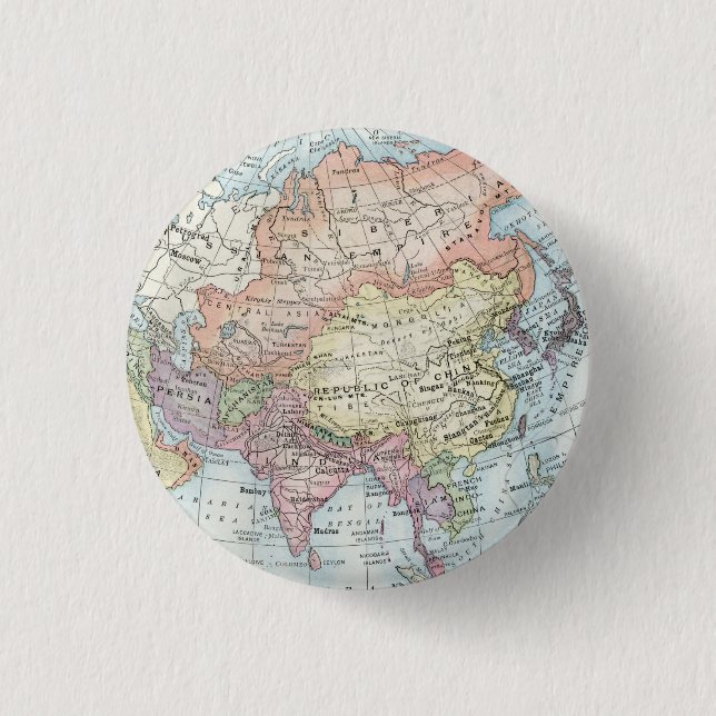 Political Map of Asia (1916) Button (Front)