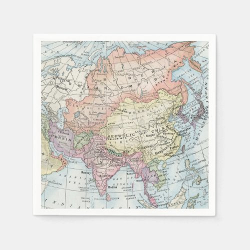 Political Map of Asia 1916 Napkins