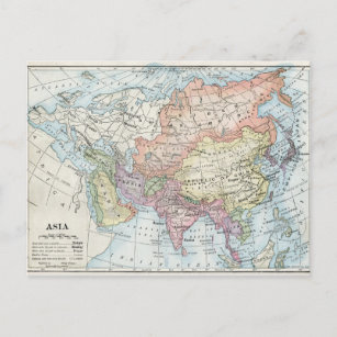 Political Map of Asia (1916) Postcard