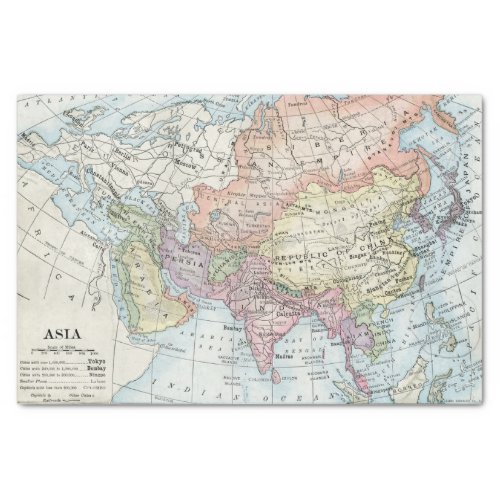 Political Map of Asia 1916 Tissue Paper