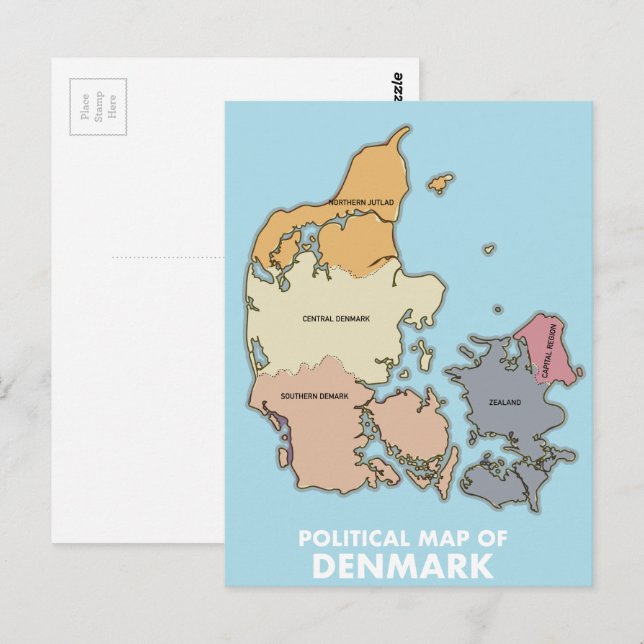 Political map of Denmark Postcard (Front/Back)