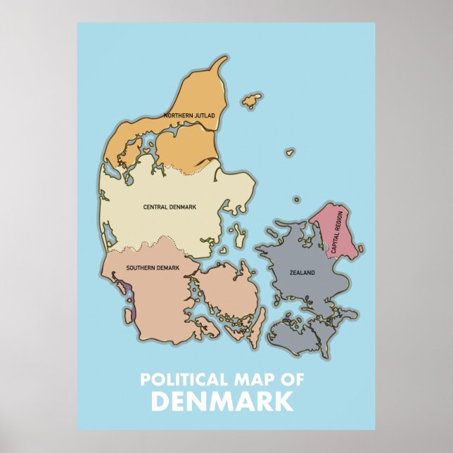 Political map of Denmark Poster (Front)