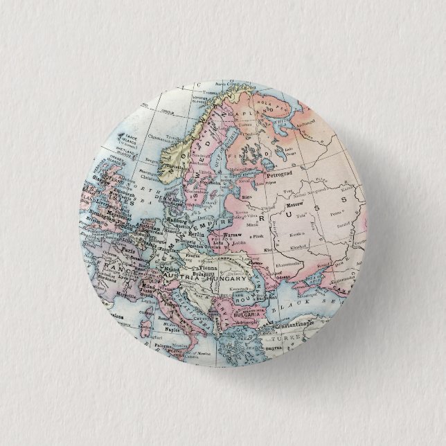 Political Map of Europe (1916) Button (Front)