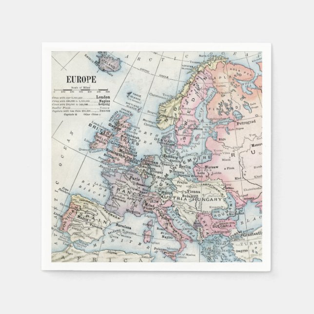 Political Map of Europe (1916) Napkins (Front)