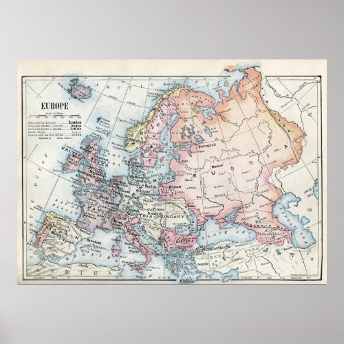 Political Map of Europe 1916 Poster
