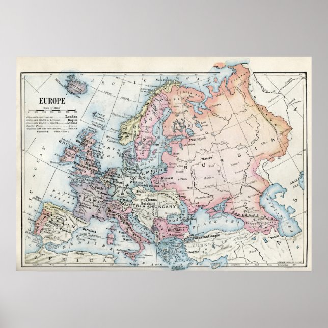 Political Map of Europe (1916) Poster (Front)
