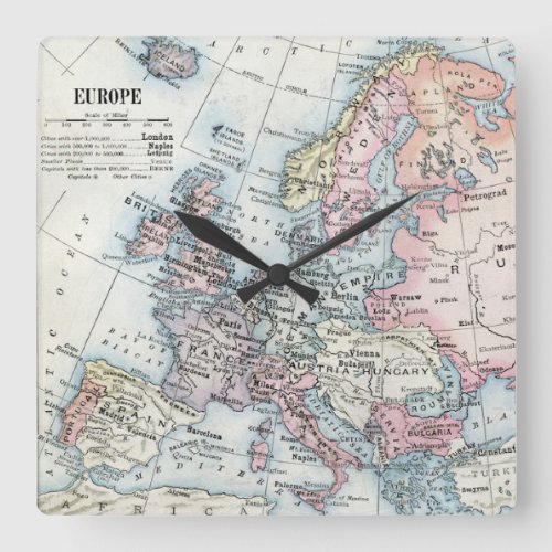 Political Map of Europe 1916 Square Wall Clock