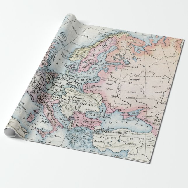 Political Map of Europe (1916) Wrapping Paper (Unrolled)