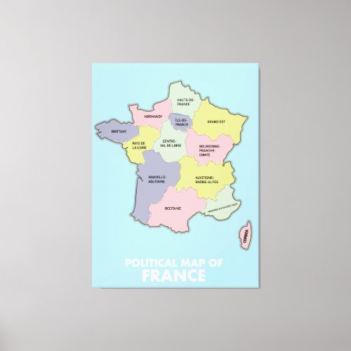 Political map of France Canvas Print