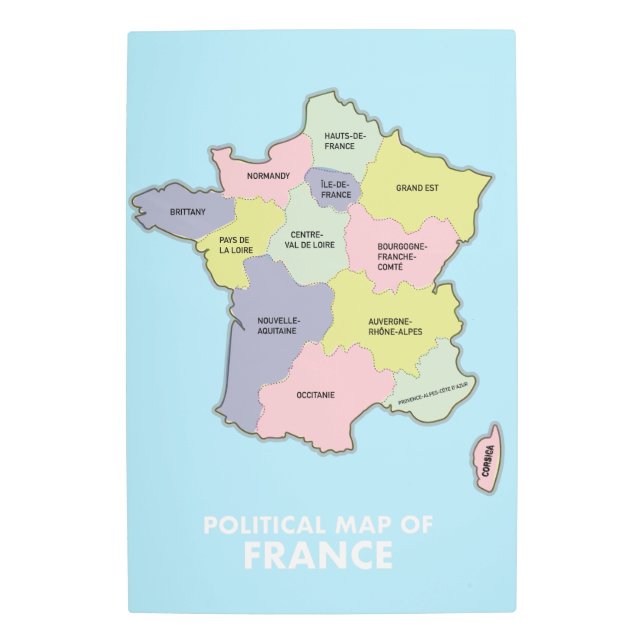 Political map of France Metal Print (Front)