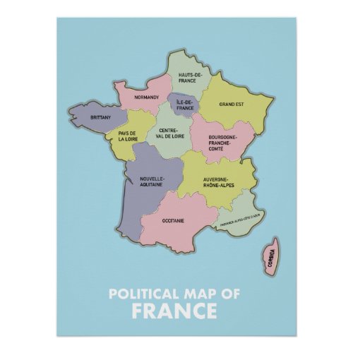 Political map of France Poster