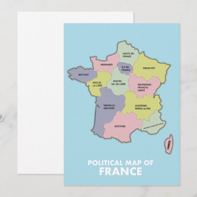 Political map of France Save The Date (Front/Back)