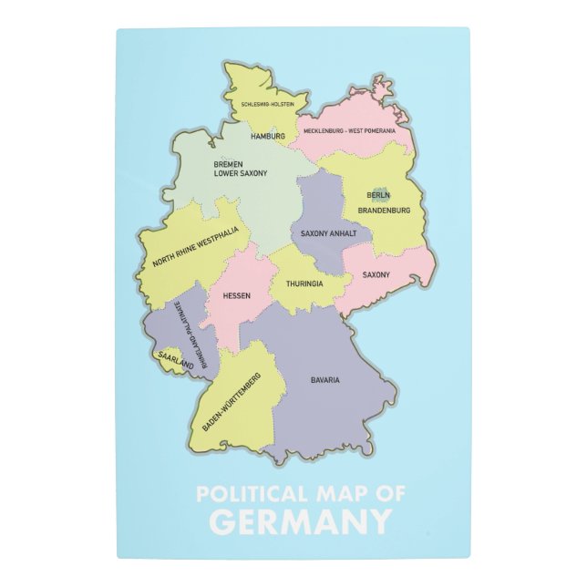 Political map of Germany Metal Print (Front)