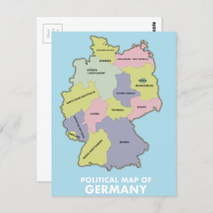 Political map of Germany Postcard