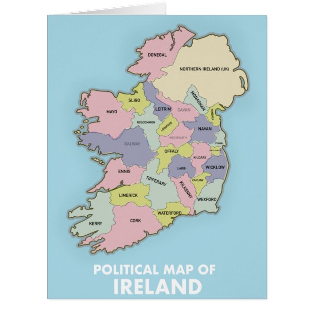 Political Map Of Ireland. Cards (Front)
