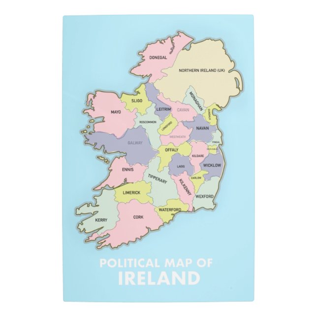 Political Map Of Ireland. Metal Print (Front)