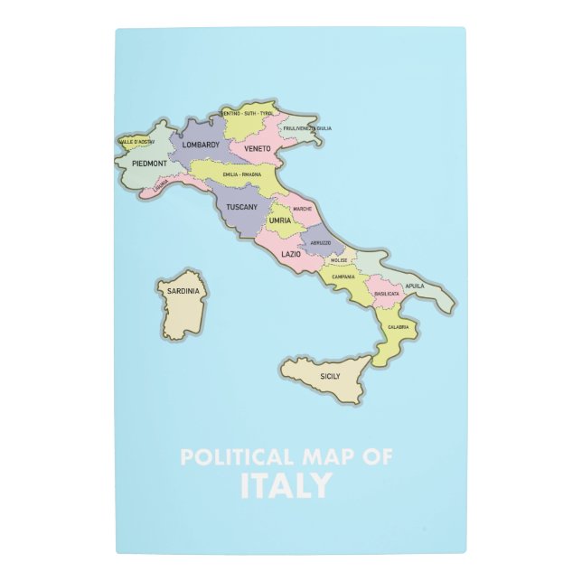 Political map of Italy  Metal Print (Front)