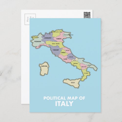 Political map of Italy  Postcard