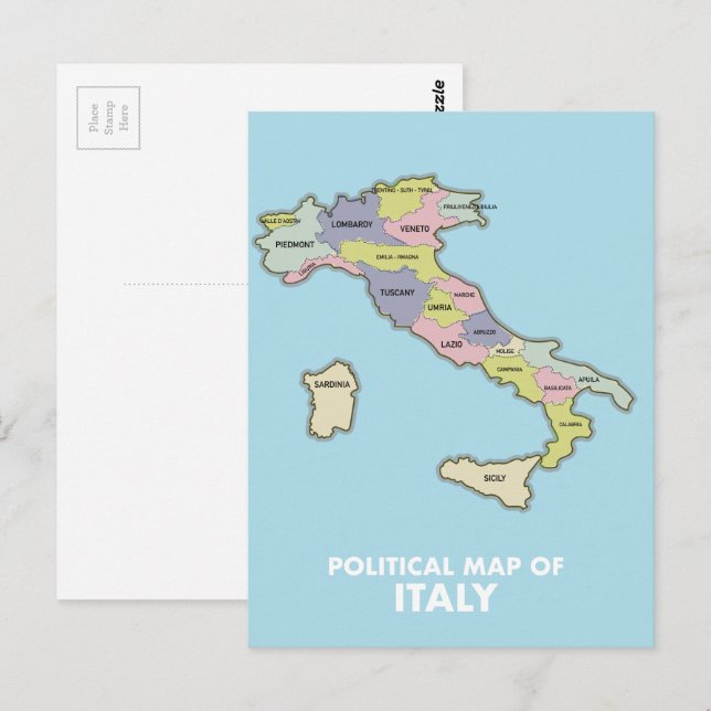 Political map of Italy  Postcard (Front/Back)