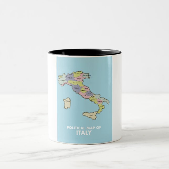 Political map of Italy  Two-Tone Coffee Mug (Center)