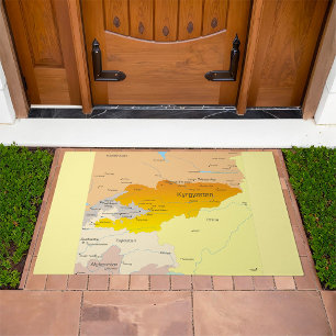 Political Map of Kyrgyzstan and Central Asia Doormat