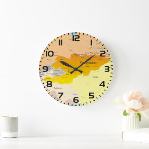 Political Map of Kyrgyzstan and Central Asia Large Clock