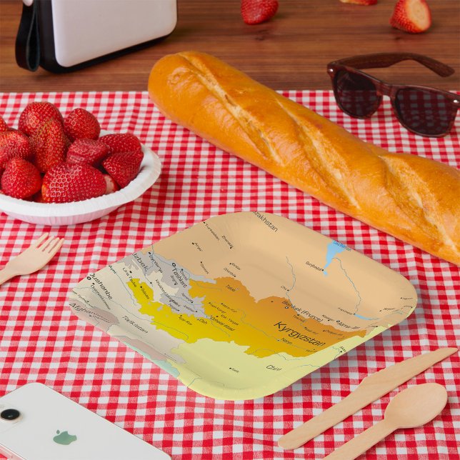 Political Map of Kyrgyzstan and Central Asia Paper Plates (Creator Uploaded)
