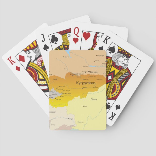 Political Map of Kyrgyzstan and Central Asia Poker Cards (Back)