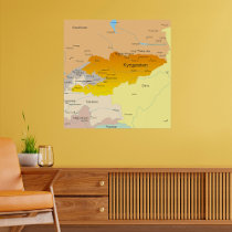 Political Map of Kyrgyzstan and Central Asia
