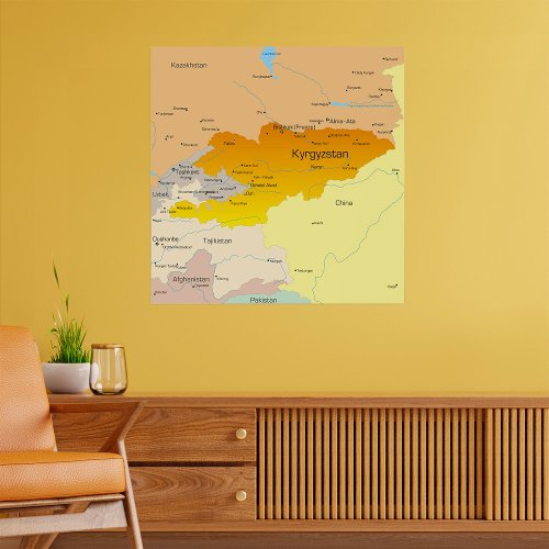 Political Map of Kyrgyzstan and Central Asia
